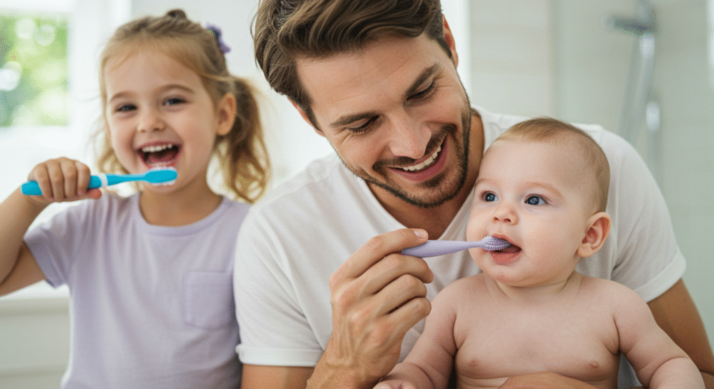 Quantidade de creme dental com flúor para bebê