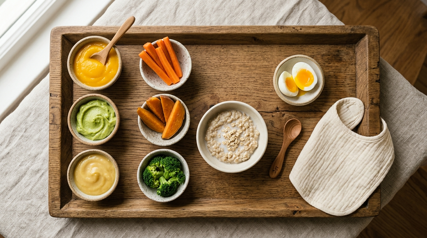 Cardapio de introducao alimentar aos 6 meses: papinhas de frutas e legumes cozidos