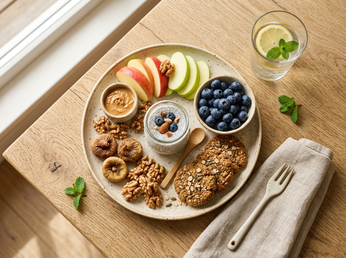 Lanches saudaveis para a mae que amamenta: frutas, oleaginosas e chia