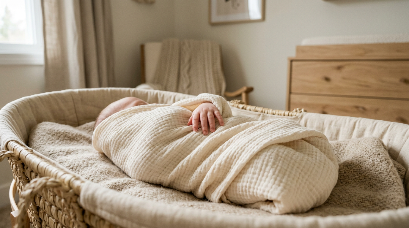 E normal o bebe dormir muito: recem-nascido dormindo em berco com maozinha visivel