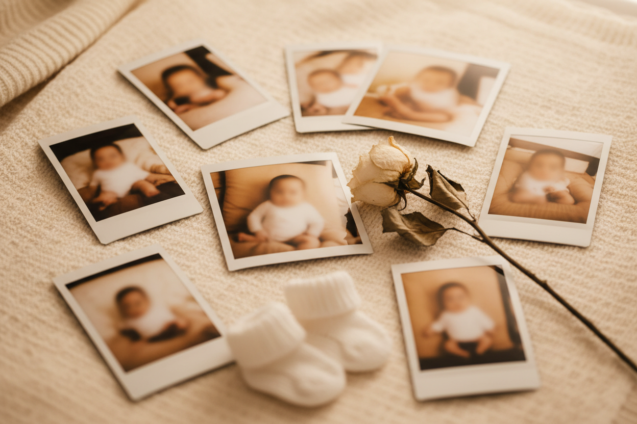 Fotos impressas de bebê prontas para ganhar legenda e moldura